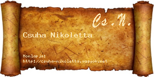 Csuha Nikoletta névjegykártya